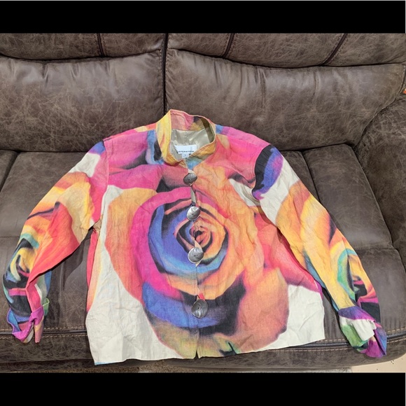 CAROLINE ROSE Jackets & Blazers - CAROLINE ROSE JACKET Floral Colorful BLAZER Metal Large Buttons